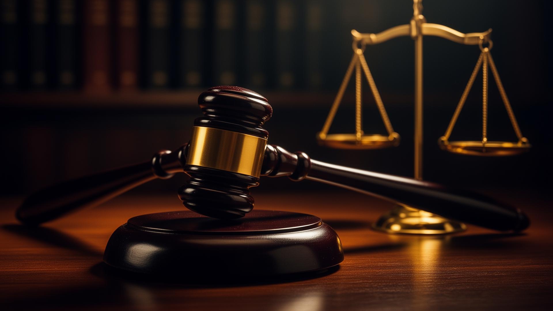 Justice scales and gavel